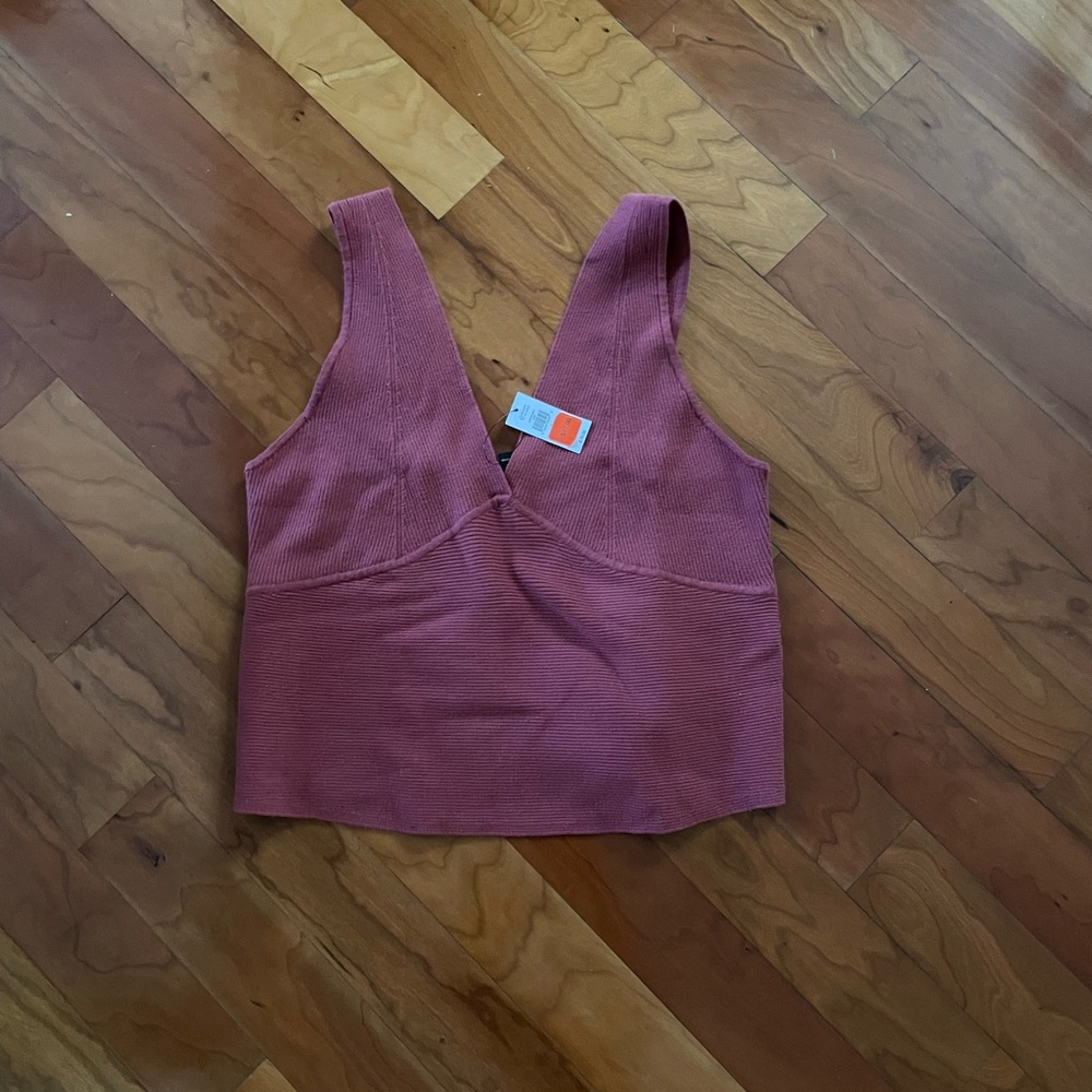 Banana Republic Ribbed V-Neck Sleeveless Top - Dusty Rose